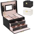 thumbnail image 1 of Jewelery Box, Gifort Jewelery Box Watch Box Makeup Box With 2 Drawers 3 Layers Lockable Jewelery Chest With Mirror, For Necklaces, Rings, Bracelets, 1 of 4