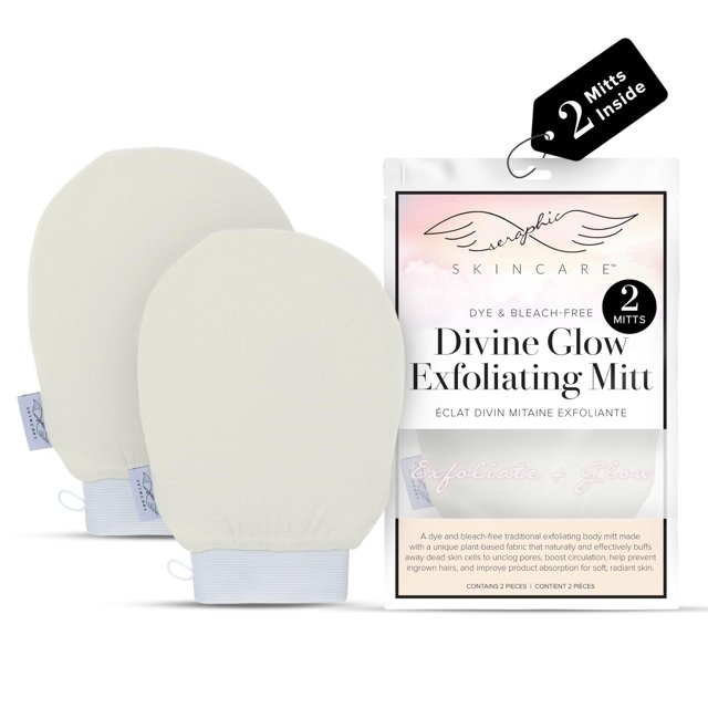 Manopla exfoliante Seraphic Skincare Divine Glow 100% vegana (2 unidades)