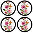 thumbnail image 2 of Silicone Non-Slip Drink Coasters with Removable Printed Absorbent Felt Pad - Set of 4 - Butterflies on Roses, 2 of 3