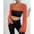 thumbnail image 4 of Women’s Cropped Knit Shrug Top Lightweight Bell Sleeve Summer Cover-Up, Soft Breathable Cropped Cardigan Shrug for Casual & Beach, Cropped Shrug Women, 4 of 13