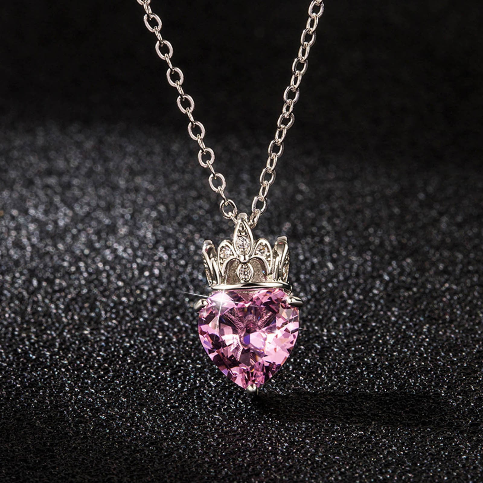 Heart Crystal Pendant Necklace Princess Queen Dominican Republic