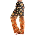 thumbnail image 4 of Halloween Pajama Pants for Women, Cute Funny Pumpkin Print Pajamas, Casual Elastic Waist Palazzo Pants Fall Pajamas, 4 of 5