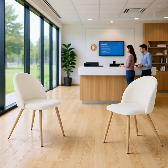 FurnitureR Chenille Fabric Visitor Chair Set of 4 – Comfy Armless Reception Chairs for Office Conference Room Meeting, Quick Assembly Guest & Side Chairs