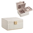 thumbnail image 1 of Caja Joyero de 2 Capas con Espejo, Organizador Joyas, Bandeja Extraíble, Superficie PU, 21.5 x 24 x 13.5 cm, 1 of 6