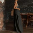 thumbnail image 5 of Womens Boho Halter Jumpsuit Lace Trim Deep V Neck Sleeveless Backless Summer Flowy Beach Casual Wide Leg Long Jumpsuit L, 5 of 5