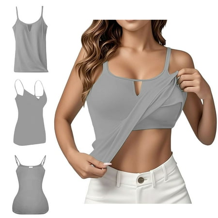 Clearance! Hassda Womens Camisole Tank Tops Plus Size Tank Tops For Women Women s Summer Tops 2025 Tank Top Yoga Gym Sleeveless Camisole Sexy Plus Size Underwear With Chest S 6XL Dark Gray S-6XL