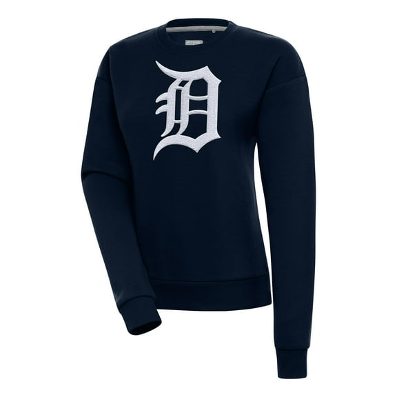 Women's Antigua  Navy Detroit Tigers Victory Chenille Pullover Sweatshirt