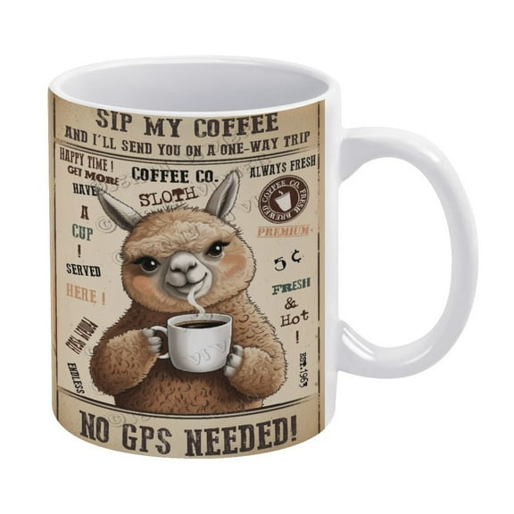 Funny Coffee Mug - Alpaca Decor Sip My Coffee Ceramic Coffee Mug Water Cup 330 ml / 11 oz Funny Novelty Gift for Women Girls