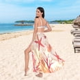 thumbnail image 6 of FORMRS Womens Long Sarong Beach Wrap Semi-Sheer Bikini Skirt Bathing Swimsuit Cover Up, Red Starfish, 6 of 7