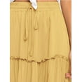 thumbnail image 5 of Womens Boho Maxi Skirt Elastic High Waist A-Line Pleated Ruffle Flowy Long Skirts, 5 of 6