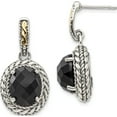 thumbnail image 1 of 14K/Silver Two-Tone Sterling Silver With 14K Antiqued Onyx Post Dangle Earrings (28 X 15) Made In Thailand qtc1013, 1 of 5