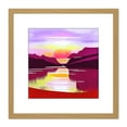 thumbnail image 1 of Sunset Over Lake Peaceful Landscape Watercolour Illustration Square Wooden Framed Wall Art Print Picture 8X8 Inch, 1 of 4