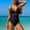 Black, variant on Ayolanni Bodysuit Womens Swimsuits Sheer Black Modest V-Neck Solid One-Piece Teen Swimwear L