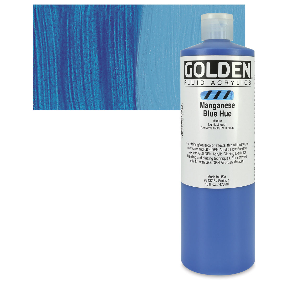 Golden Fluid Acrylic, 16 oz., Manganese Blue Hue