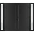 thumbnail image 2 of Front Exterior Prehung Metal-Plastic Double Doors / MANUX 8111 Matte Black / 2 Sidelites Exterior Windows / Office Commercial and Residential Doors Entrance Patio Garage 96 x 80, 2 of 4