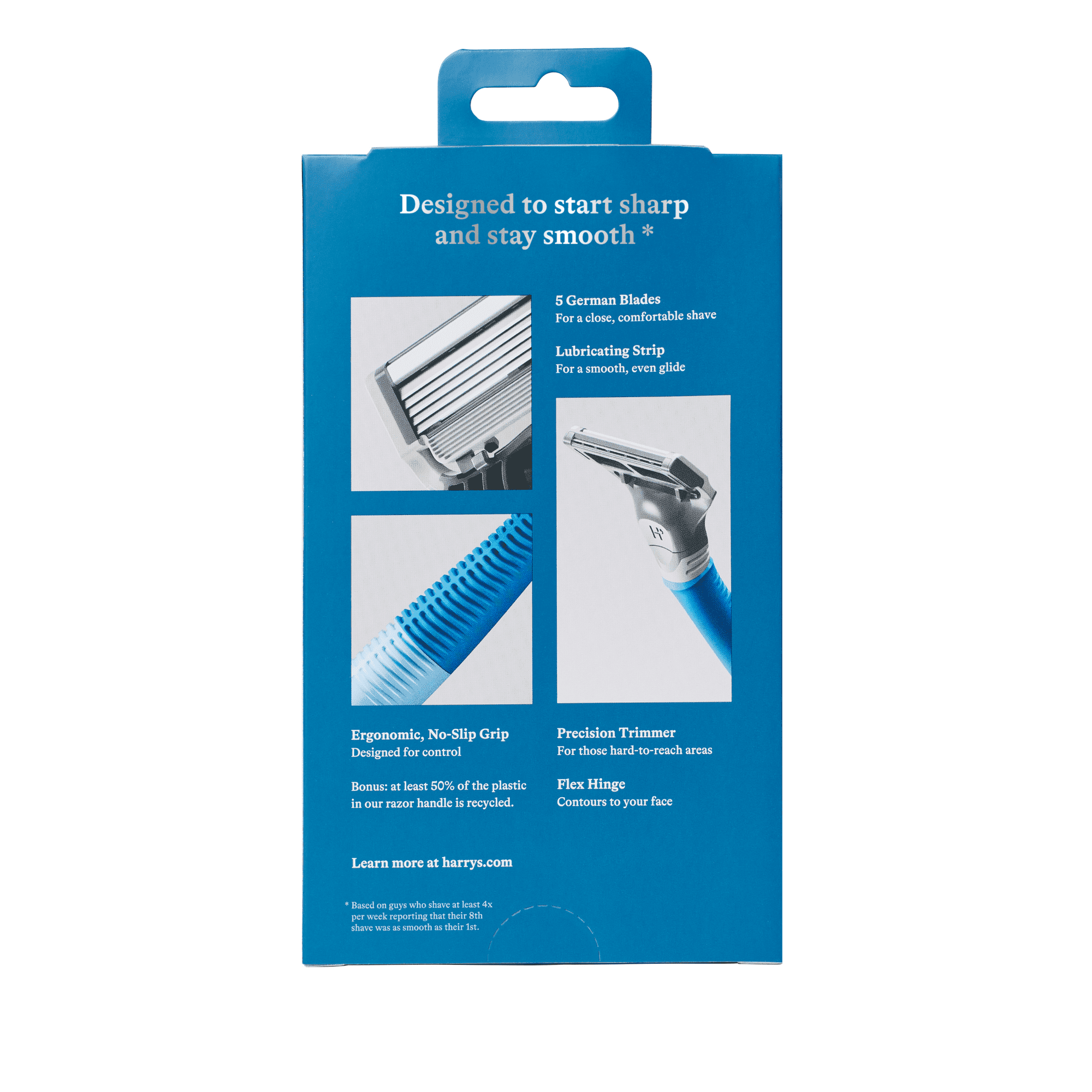 Harry's Shaving Razor for Men with 2 Razor Blade Refill Cartridges, Glacier Blue (4 Pack)