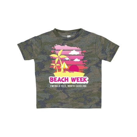

Inktastic Beach Week Emerald Isle North Carolina with Palm Trees Gift Toddler Toddler Girl T-Shirt