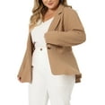 thumbnail image 4 of Unique Bargains Women's Plus Size 3/4 Sleeve Peplum Notch Panel Casual Blazers 3X Deep Khaki, 4 of 5