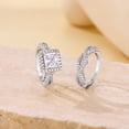 thumbnail image 4 of SFTING Wedding Rings Set for Women Princess Cut Twisted Halo Engagement Rings 5A CZ Silver 18K Plated Anniversary Mother's Day Gift for Her Size 7, 4 of 8