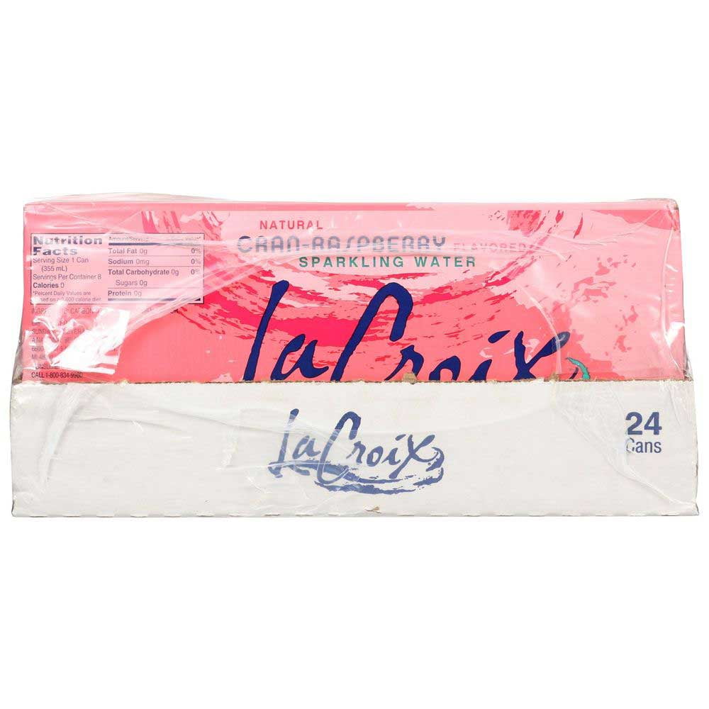 LaCroix Natural Razz Cranpberry Sparkling Water, 12 Fluid Ounce - 8 count per pack -- 3 packs per Case.
