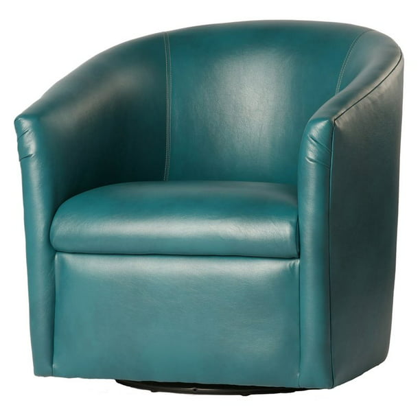 Faux Leather Swivel Accent Chair, Club Chair Leather Swivel