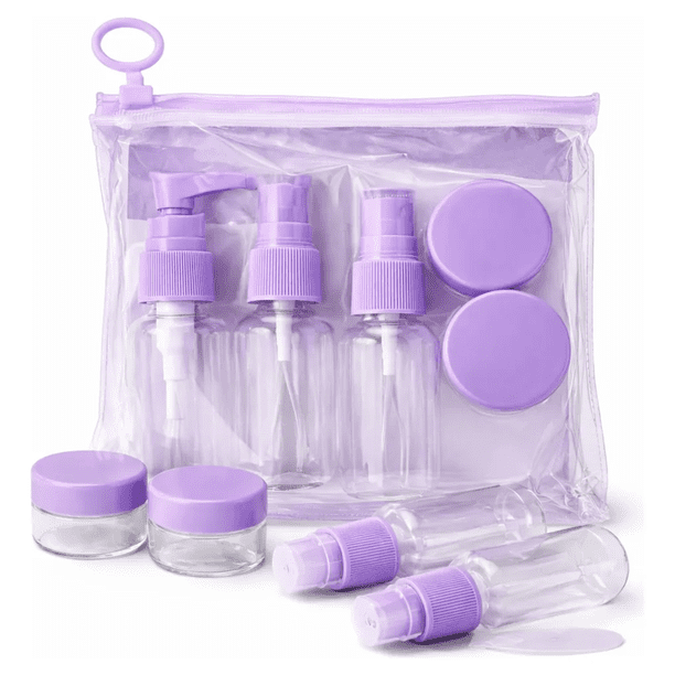 Kit De Viaje 7 Piezas Botellas Y Frascos Rellenables