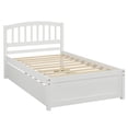 thumbnail image 4 of Trundle Bed Twin, Pine Wood Platform Bed Frame Twin Size with Trundle Included and Headboard for Boys Girls Bedroom Small Living Space, No Box Spring Needed, White, LJ3125, 4 of 9