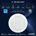 thumbnail image 7 of Luxrite 8 inch LED Disk Lights, 27W, 5CCT 2700K-5000K, 2000LM, Dimmable, J-Box or 6" Can Install, Energy Star, ETL, 7 of 7