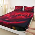 thumbnail image 3 of Feelyou Red Rose Flower Twin Sheet Sets, Romantic Valentine's Day Bedding, 3-Piece, 3 of 7