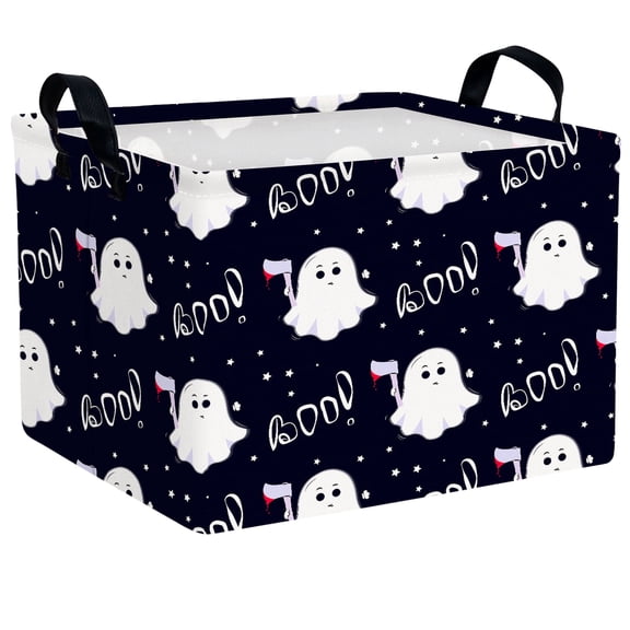 ASKETAM Cute Ghost Halloween Basket for Kids Trick or Treat Party Decor Storage Bin (Navy Blue)