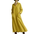 thumbnail image 2 of Women's Long Sleeve A-Line Dress with Chest Pocket for Casual Wear, 2 of 3
