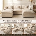 thumbnail image 3 of Vcatnet 107" Modular Sectional Sofa Couch Chenille Cloud Couch with 2 Ottomans L Shaped Oversized Living Room Furniture, Camel, 3 of 10