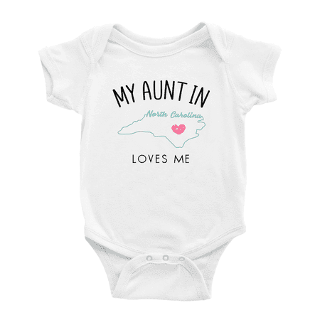 

My Aunt In North Carolina Loves Me Baby Short Sleeve Romper Bodysuits 12-18 Months