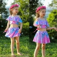 thumbnail image 6 of 2-Piece Mermaid Swimsuit for Girls Ruffle Sleeve Bathing Suit Bikini Beach Pool Swimwear, 6 of 6