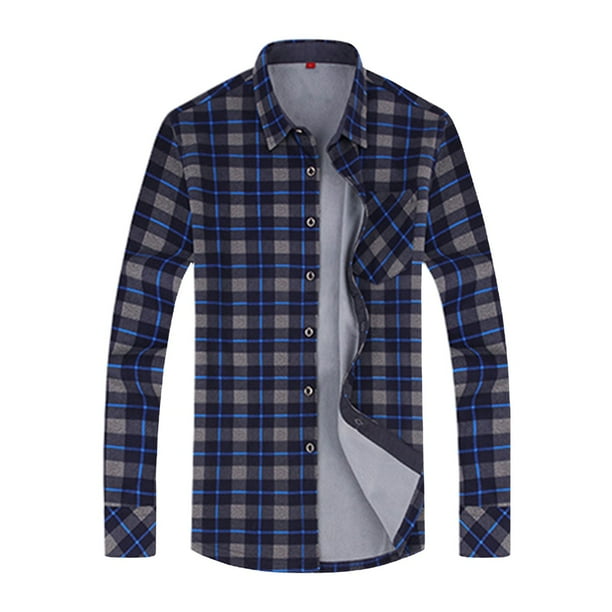 Gubotare Shirts For Men Men's Fashion Long Sleeve Plaid Button Down