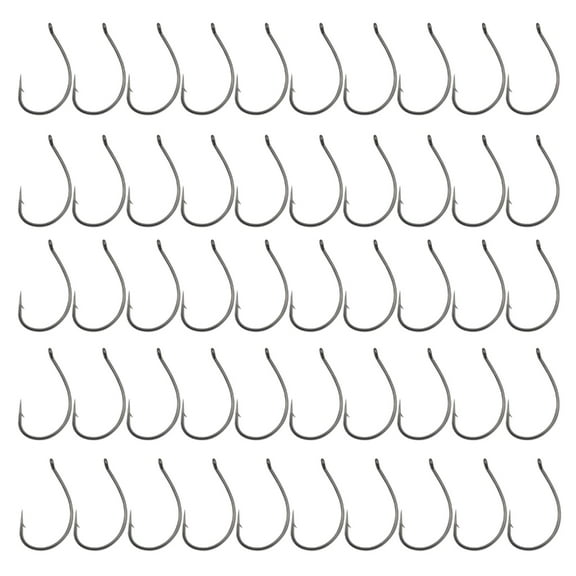 AOOOWER 50Pcs Barbed Fishing Hooks Offset-Circle Hooks Carbon Steel Wacky Hooks 5 Types #3, #2 #1, #1/0, #2/0