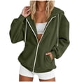 thumbnail image 2 of Women's Sweatshirt Corduroy Zip Up hoodie Oversized Drawstring Long Sleeve Sweatshirt Coat Casual Hooded Outerwear Top with Side Pockets for Spring Winter, 2 of 5