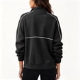 thumbnail image 4 of Womens Sweatshirts Casual Long Sleeve Half Zip Collared Zipper V Neck Loose Pullover Tops Fashion Outfits Clothes Black L, 4 of 6