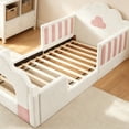 thumbnail image 4 of Bellemave Twin Size Upholstered Montessori Floor Bed Frame, Low Profile Cloud-shape Bed with Guardrails and Wood Slats for Toddler Kids Boys and Girls, No Box Spring Needed（White), 4 of 8
