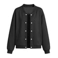 thumbnail image 7 of CYRBOKO Girls Sweatshirts, Lightweight Fleece Lined Button Front Long Sleeve Bomber Jackets Black Size 14-15 T, 7 of 7