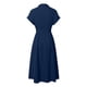 thumbnail image 4 of Vestido camisero midi elegante con cuello en V para mujer - Vestido informal de manga corta y largo hasta la rodilla - Atuendo de verano para fiestas de trabajo, 4 of 6