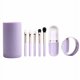 thumbnail image 1 of Juego de brochas de maquillaje de viaje portátiles 6 en 1, kit de 6 brochas cosméticas pequeñas y fáciles de llevar con soporte y espejo (morado), 1 of 4