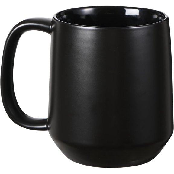 Ceramic Coffee Mug, 16 oz Large Coffee Cup, Mug with Handle, Flat Bottom Mug for Men, Women, Office, Microwave and Dishwasher Safe, Multi-Color, Black
