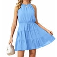 thumbnail image 3 of Sleeveless Women Chiffon Spaghetti Halter Ruffle Sun Flowy Dress, 3 of 4