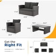 thumbnail image 3 of CozyHome 4 Piece Outdoor Patio Furniture Set, Rattan Sectional Conversation Set with Cushions & Glass Table, 3 of 6