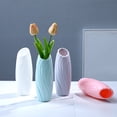 thumbnail image 4 of Nordic Style Geometric Lines Texture Flower Vase /Oval  Wide Opening  Imitation Ceramic Plastic Flower Pot for Home Decor, 4 of 8