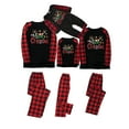 thumbnail image 3 of Odeerbi Christmas Pajamas for Family Holiday Plaid Long Sleeve Family Christmas Pajamas Matching Sets Infant Casual Plaid Print Tops Pants Set Two-Piece Sleepwear Xmas PJs Set Black, 3 of 6