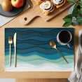 thumbnail image 2 of Abstract Placemats Set of 12, Water Duck Green Gradient Ocean Waves Non-Slip Place Mats Washable Table Mats for Kitchen Dining Table Decorations Indoor/Outdoor, 2 of 9