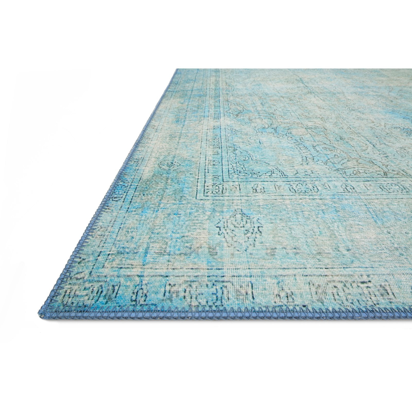 Loloi II Loren Collection LQ-08 Aqua Oriental Area Rug 3'-6" x 5'-6"