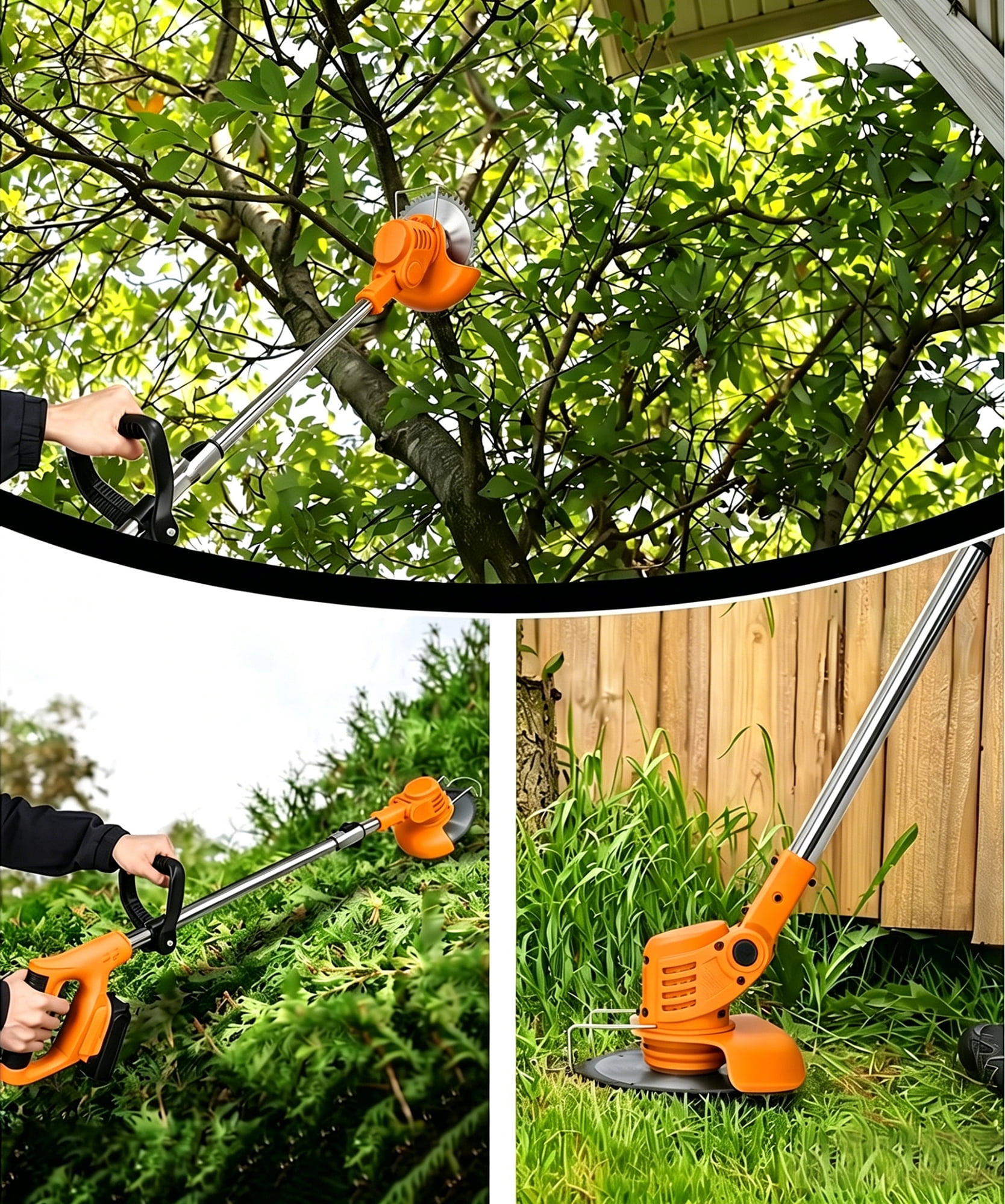 HOTREE 12-Inch 21V Cordless String Trimmer & Lawn Edger, 3-in-1 Lightweight Weed Eater with 2 Batteries (2.0Ah) & 3 Blade Types